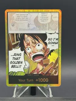 One Piece CCG Don!! Foil Card Luffy Ring That Golden Bell Standard English - Image 1