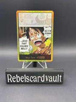 One Piece CCG Don!! Foil Card Luffy Ring That Golden Bell Standard English - Image 2