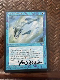 Mtg. Mystic Remora. Ice Age. Signed. Played. - Image 1