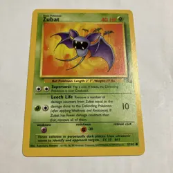 Pokemon TCG Zubat Fossil, Unlimited Common Card 57/62 LP - Image 1