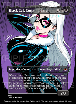 Black Cat, Cunning Thief - Anime Waifu High Quality Altered Art Custom card - Image 1