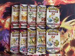 10x Pokemon Fun Pack Factory Sealed 3-Card Brilliant Stars, Fusion Strike + More - Image 1