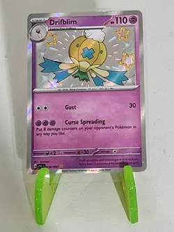 POKEMON TCG DRIFBLIM 156/091 PALDEAN FATES RARE HOLO MINT FROM PACK TO SLEEVE - Image 1