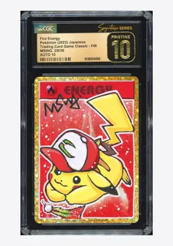 Pokemon CGC 10 PRISTINE AUTO 10 Fire Energy Holo Pikachu Msing 2023 #FIR CLL JPN - Image 1