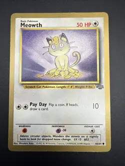 Pokemon TCG Meowth 56/64 LP Gold Border Promo Fruit Roll Up Promo - Image 1