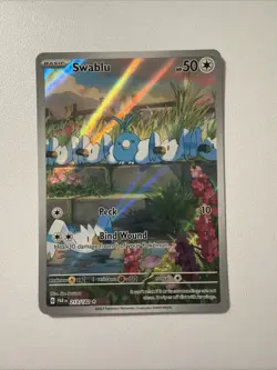 Pokemon TCG Swablu Illustration Rare Full Art Holo SV04: Paradox Rift 213/182 - Image 1