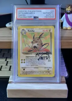 2000 Pokemon Italian Fossil Raichu #29 PSA 10 Signed Arita POP 1 Gem Mint - Image 1