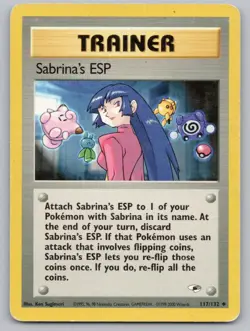 Sabrina's ESP 117/132 Uncommon Gym Heroes Pokemon Unlimited HP - Image 1