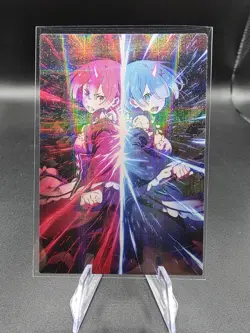 Rem And Ram Re Zero Holographic Anime Collectible Trading Card - Image 1