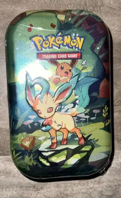 Pokemon Scarlet & Violet Prismatic Evolutions Mini Tin Leafeon NEW SEALED - Image 1
