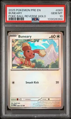 2025 POKEMON BUNEARY PRE EN #083 POKE BALL REVERSE HOLO PSA 10 Low Pop - Image 1