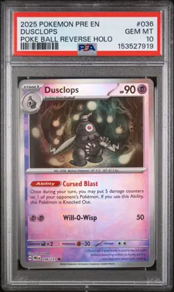Pokemon Dusclops Prismatic Reverse Poke Ball #036 Graded Card PSA 10 - Image 1