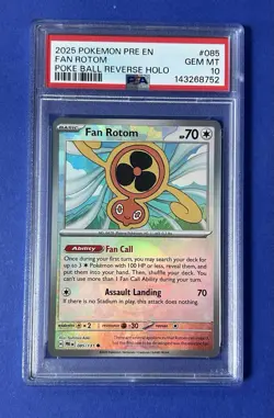 2025 Pokemon PRE EN Fan Rotom Poke Ball Reverse Holo #085 PSA 10 GEM MT - Image 1