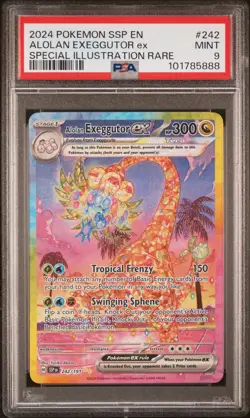 2024 POKEMON SSP EN-SURGING SPARKS #242 ALOLAN EXEGGUTOR EX PSA 9 - Image 1