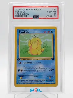 PSYDUCK 2000 POKEMON TEAM ROCKET 1ST EDITION #65/82 PSA 10 Q0895 - Image 1