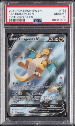 2021 POKEMON SWORD & SHIELD EVOLVING SKIES #192 FULL ART/DRAGONITE V PSA 10 - Image 1