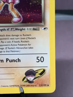 Pokemon TCG Gym Heroes Rocket's Hitmonchan Holo Rare 11/132 WOTC VTG NM- - Image 4