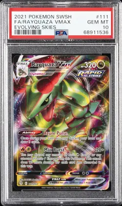 2021 POKEMON SWORD & SHIELD EVOLVING SKIES #111 FULL ART/RAYQUAZA VMAX PSA 10 - Image 1