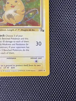 Pokemon TCG 1st Edition Raichu 14/62 Fossil Set Holo Rare VTG WOTC 1999 MP/LP - Image 4