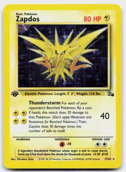 Zapdos 15/62 Holo Rare Fossil Pokemon 1st Edition Holo Lightly Played - Image 1