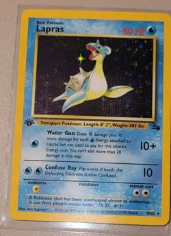 Pokemon First Edition Lapras 10/62 Fossil Holo - Image 1