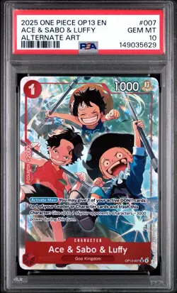 2025 ONE PIECE OP13 007 CARRYING ON HIS WILL ACE & SABO & LUFFY ALT ART PSA 10 - Image 1