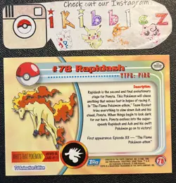 Rapidash #78 NM Holo Rare Blue Topps Logo Pokemon Card Seadra Shadow Art! - Image 2
