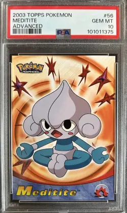 2003 Topps Pokemon Advanced Meditite Non Foil #56 - PSA 10 - Image 1