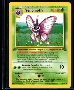 1999 TCG Pokemon Jungle #29 Venomoth Non Holo Unlimited LP - Image 1