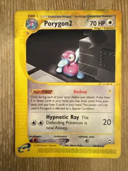 Pokemon Aquapolis Porygon2 Non Holo Rare 28/147 VERY DAMAGED - Image 1