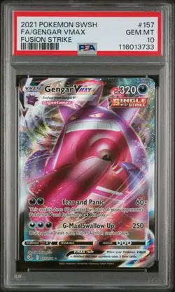 PSA 10 Gengar VMAX 157/264 SWSH Fusion Strike Full Art Pokemon - Image 1