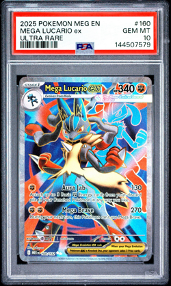 2025 POKEMON MEG EN-MEGA EVOLUTION ULTRA RARE #160 MEGA LUCARIO EX PSA 10 - Image 1