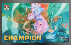 Pokemon 2019 League Cup Champion Playmat Mew & Mewtwo Tag Team Excellent Cond. - Image 1