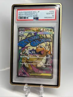 2025 Pokemon JP Mega Dragonite ex #232 Mega Attack Rare PSA 10 + Gold Metal Case - Image 1