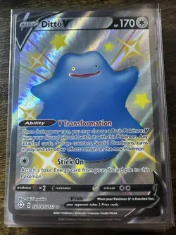 Ditto V SV118/SV122, Shining Fates FULL ART SHINY HOLO, Pokemon TCG, NM - Image 1