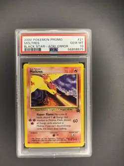 Pokemon TCG Moltres Black Star Promo #21/53 Aoki Error 2000 PSA 10 - Image 1
