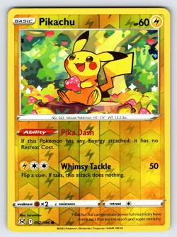 Pikachu 052/196 2022 Lost Origin Pokemon Card TCG Nintendo Reverse Holo - Nm - Image 1