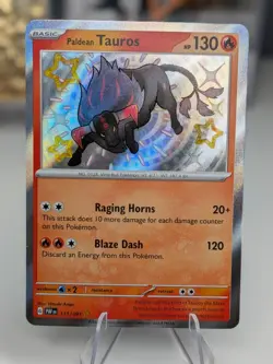 Pokemon TCG Paldean Tauros 111/091 Paldean Fates Shiny Holo Rare Card - Image 1