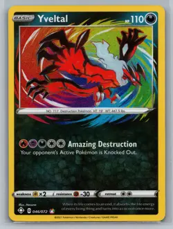 Yveltal Shining Fates #046/072 Amazing Rare,Holo Pokemon Card - Image 1