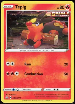 Tepig SWSH172 Holo Promo Sword & Shield Promo Pokemon Holo Near Mint - Image 1