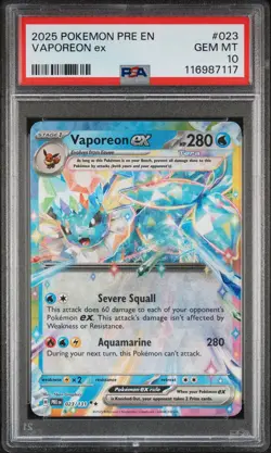 2025 POKEMON PRE EN-PRISMATIC EVOLUTIONS #023 VAPOREON EX PSA 10 - Image 1
