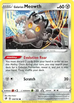Galarian Meowth 126/192 SWSH02: Rebel Clash Pokemon - Image 1