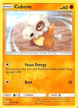 Cubone 90/214 SM Unbroken Bonds Pokemon - Image 1