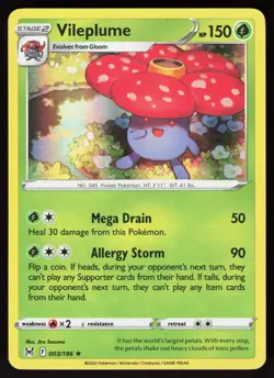 Vileplume 003/196 Holo Rare Lost Origin Pokemon Holo Lightly Played - Image 1