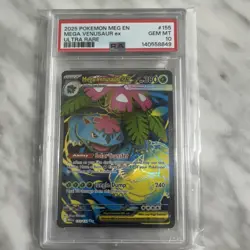 Pokemon Mega Venusaur ex 155/132 ME01 Mega Evolution Holo Ultra Rare PSA 10 - Image 1