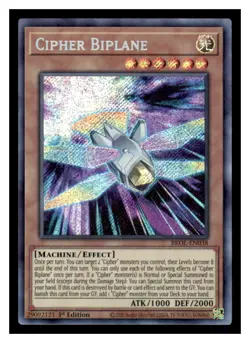 Yugioh Cipher Biplane BROL-EN038 Secret Rare Brothers of Legend LP - Image 1