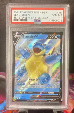 2021 POKEMON SWSH BLACK STAR PROMO BLASTOISE V BATTLE DECK BLASTOISE V PSA 10 - Image 1