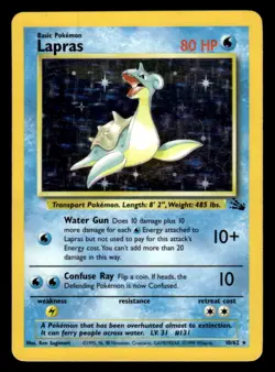 1999 Pokemon Fossil Set Lapras Holo #10 JX3417 - Image 1