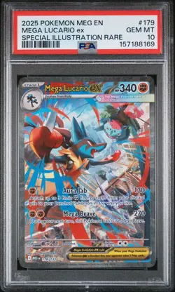 Pokemon 2025 Mega Lucario ex 179/132 SIR Mega Evolution GEM MINT PSA 10 - Image 1