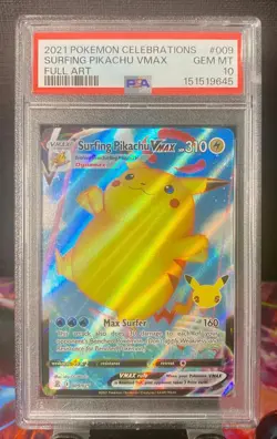 2021 Pokemon Celebrations #009 FA Surfing Pikachu VMAX PSA 10 GEM MINT - Image 1